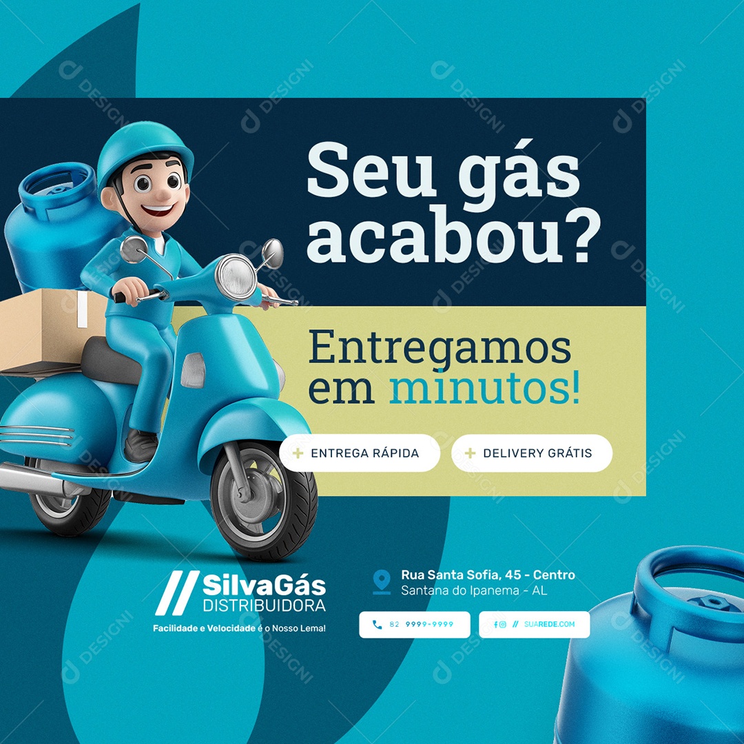 Distribuidora de Gás Seu Gás Acabou Social Media PSD Editável