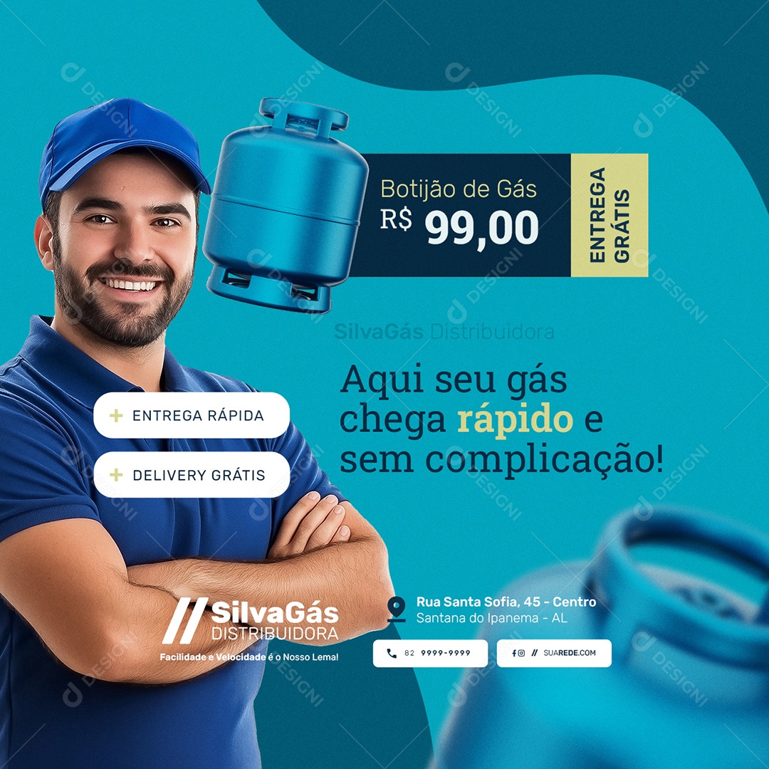 Distribuidora de Gás Botijão de Gás Social Media PSD Editável