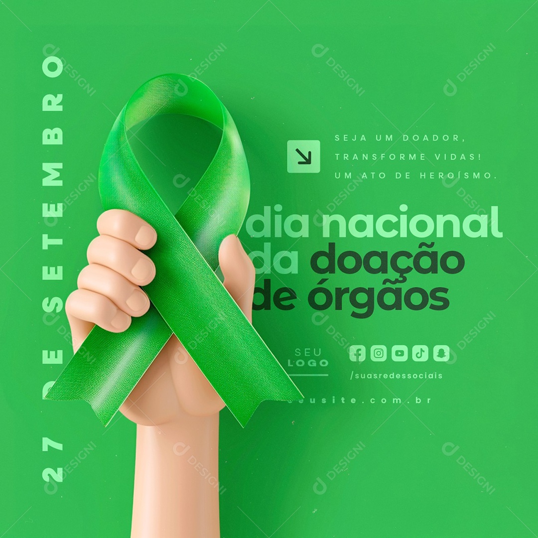 Dia Nacional Da Doação de Órgãos 27 de Setembro Social Media PSD Editável
