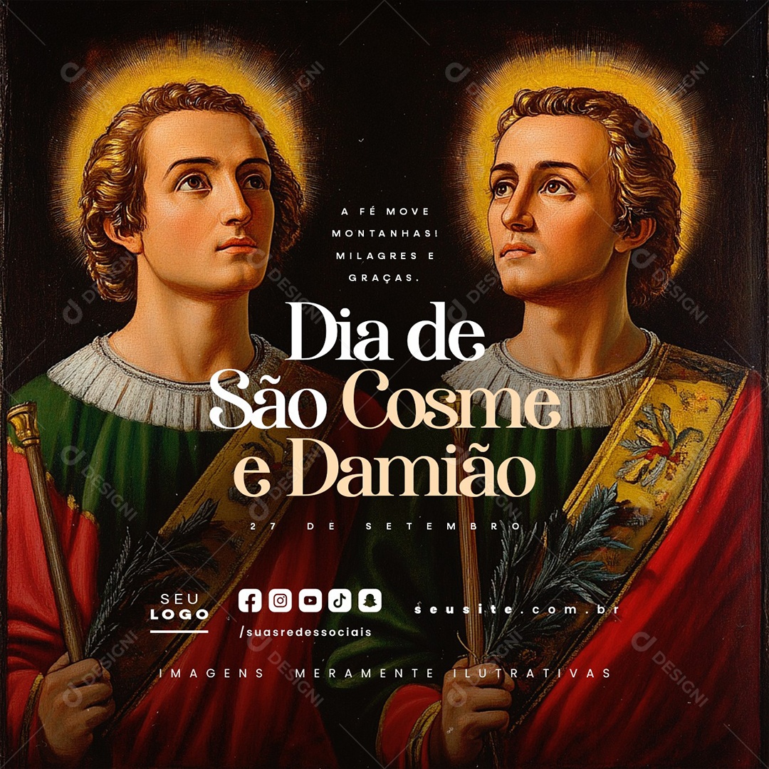 Dia de São Cosme e Damião 27 de Setembro Social Media PSD Editável