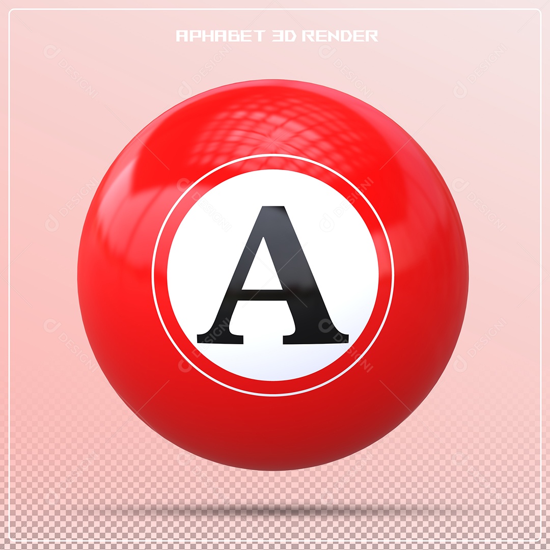 Bola Vermelha Letra A Maiúscula Elemento 3D Para Composição PSD