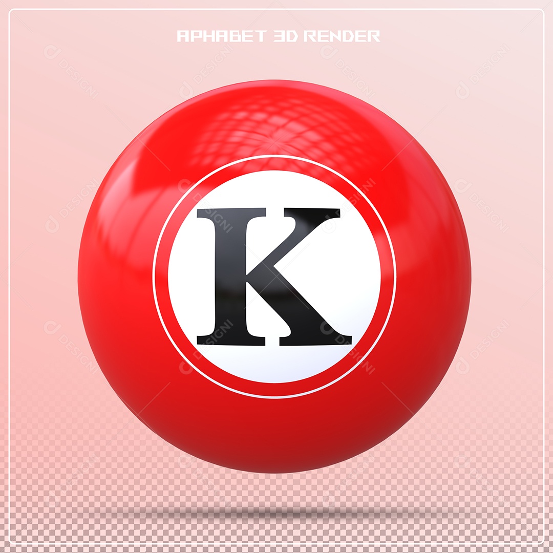 Bola Vermelha Letra K Maiúscula Elemento 3D Para Composição PSD