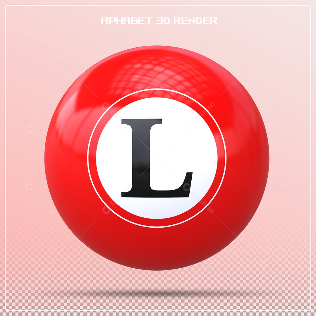 Bola Vermelha Letra L Maiúscula Elemento 3D Para Composição PSD