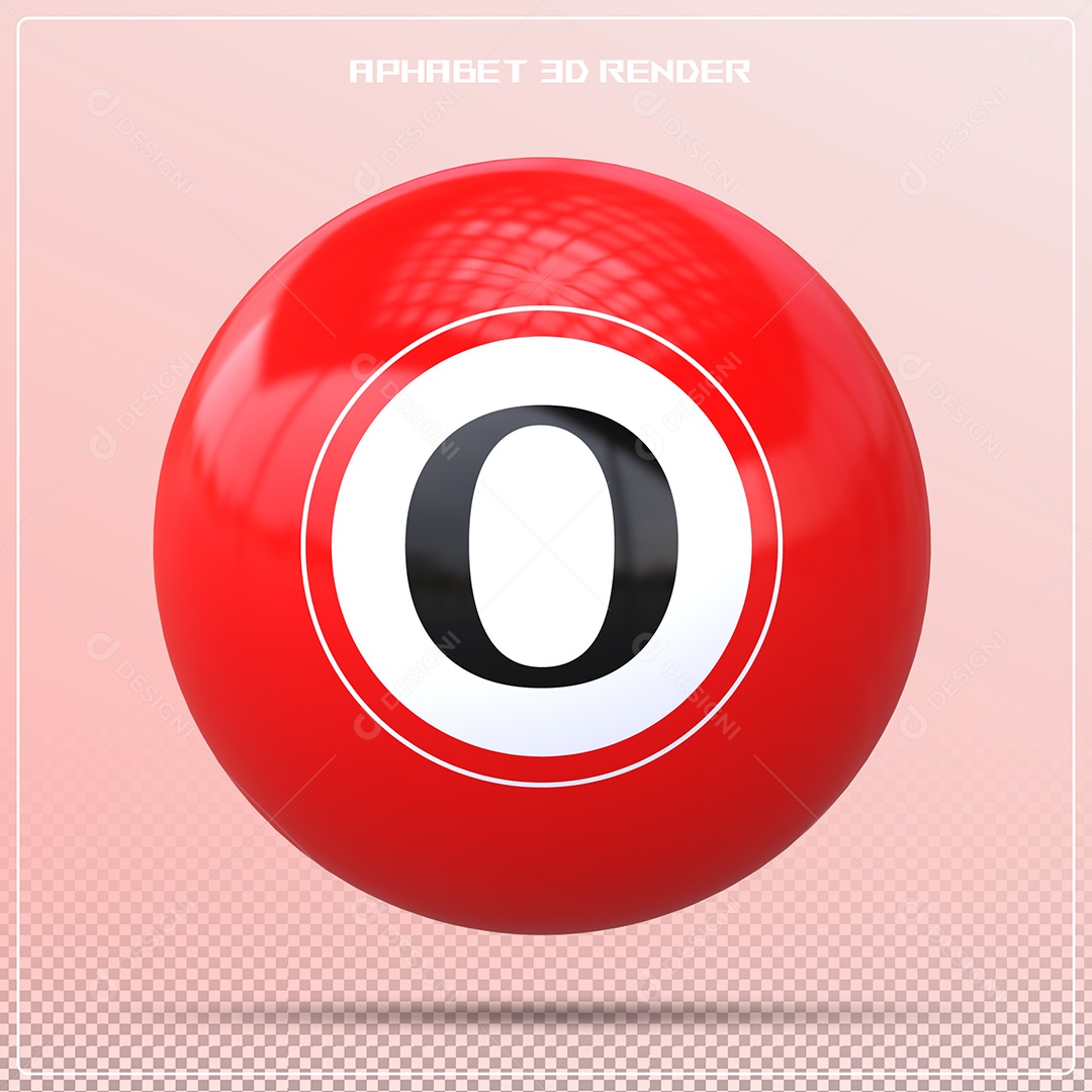 Bola Vermelha Letra O Maiúscula Elemento 3D Para Composição PSD