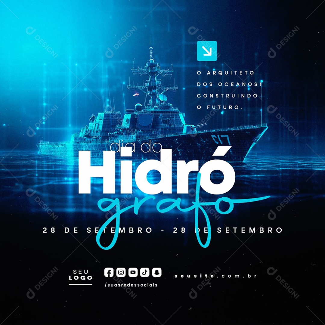 Dia do Hidrógrafo 28 de Setembro Social Media PSD Editável