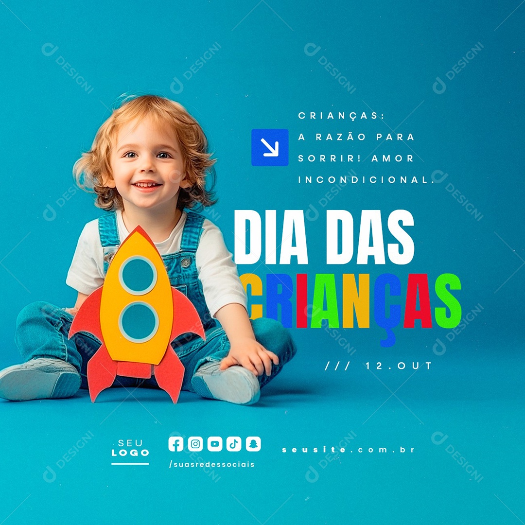 Dia das Crianças 12 de Outubro A Razão para Sorrir Social Media PSD Editável