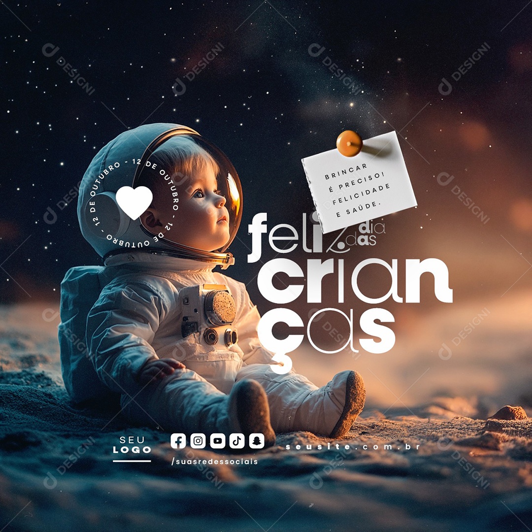 Feliz Dia das Crianças 12 de Outubro Brincar é Precisoso Social Media PSD Editável