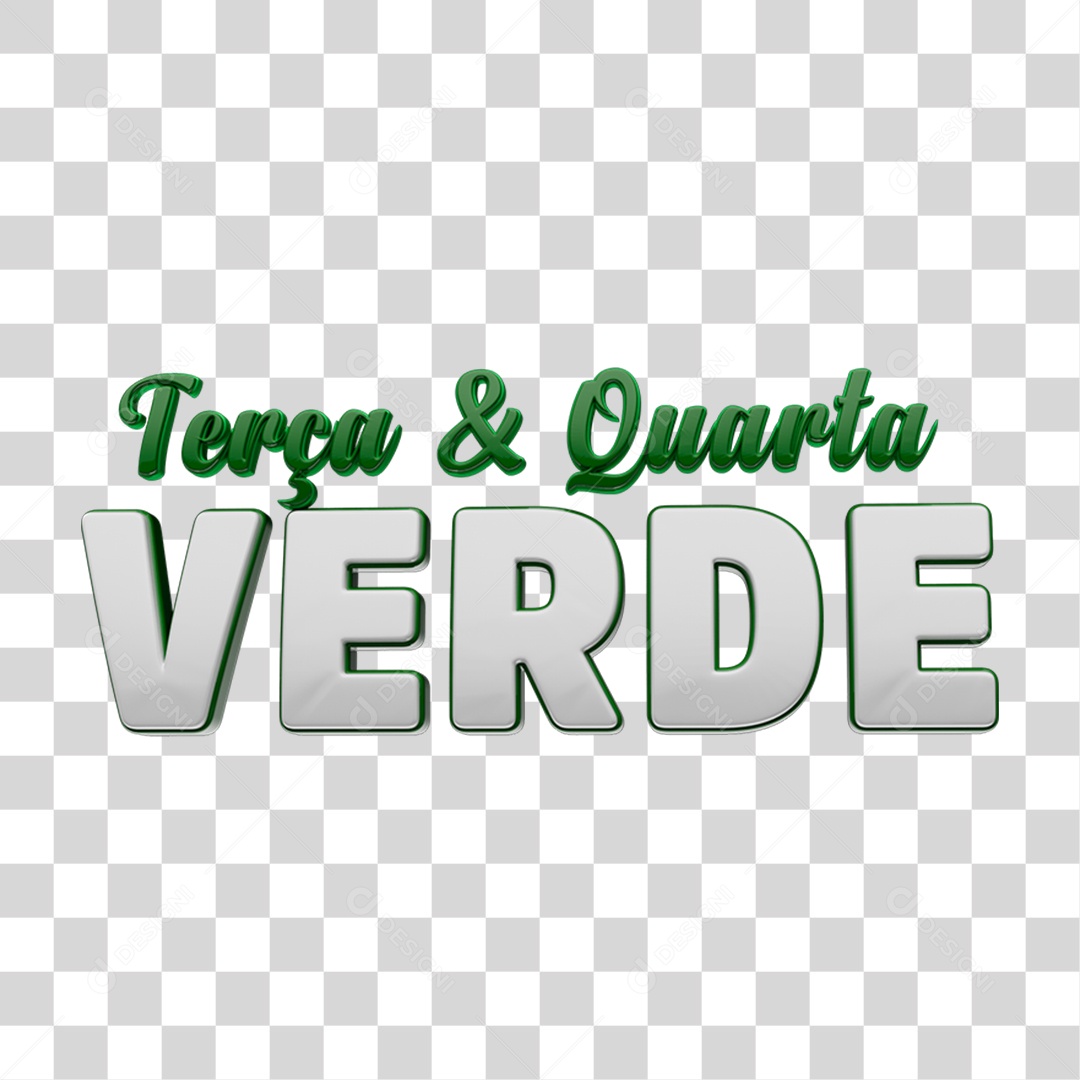 Terça E Quarta VerdeTexto 3D PNG Transparente