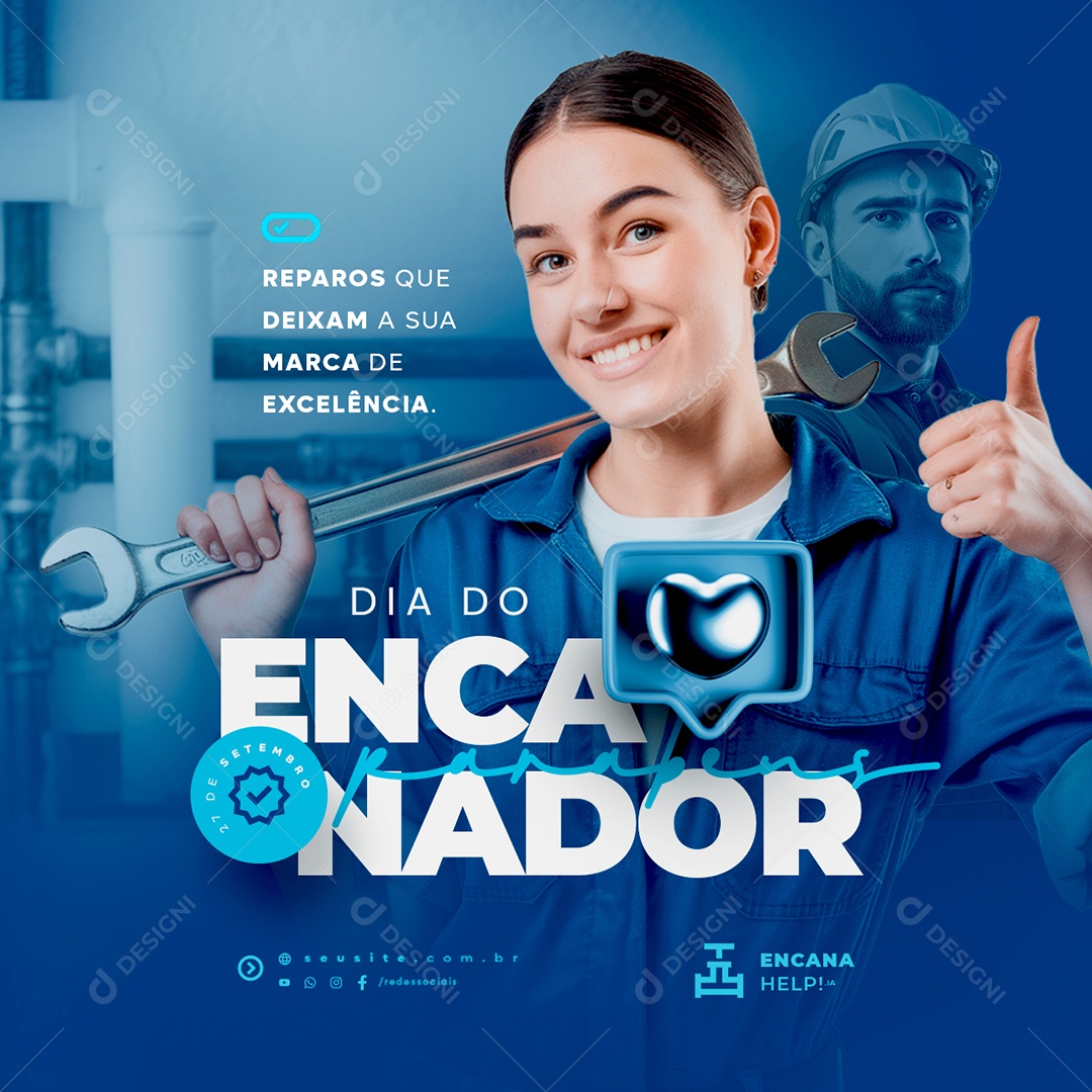 Dia do Encanador 27 de Setembro Reparos Que Deixam a Sua Marca Social Media PSD Editável
