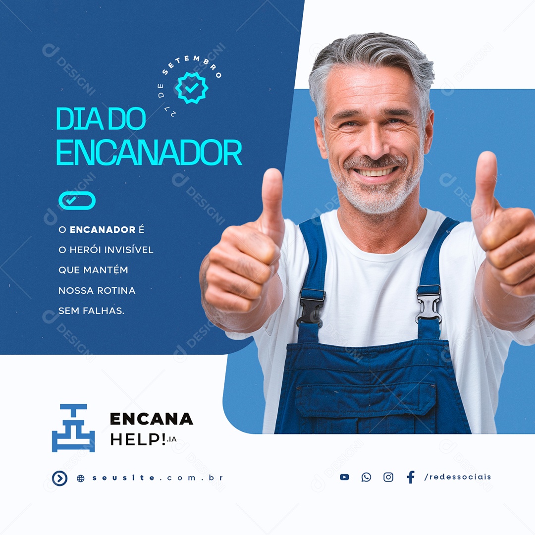 Dia do Encanador 27 de Setembro Herói Invisível Social Media PSD Editável