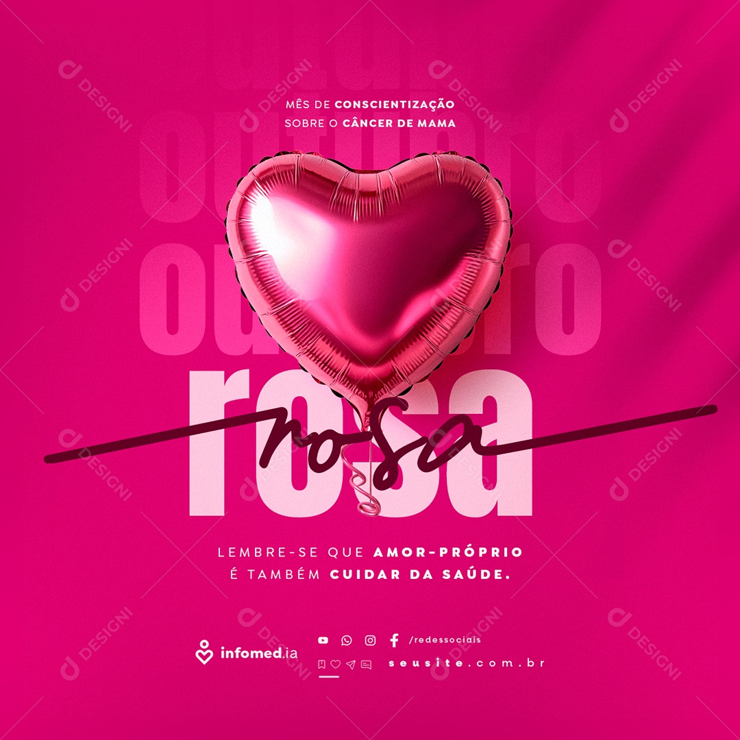 Outubro Rosa Mês de Conscientização Sobre o Câncer de Mama Social Media PSD Editável