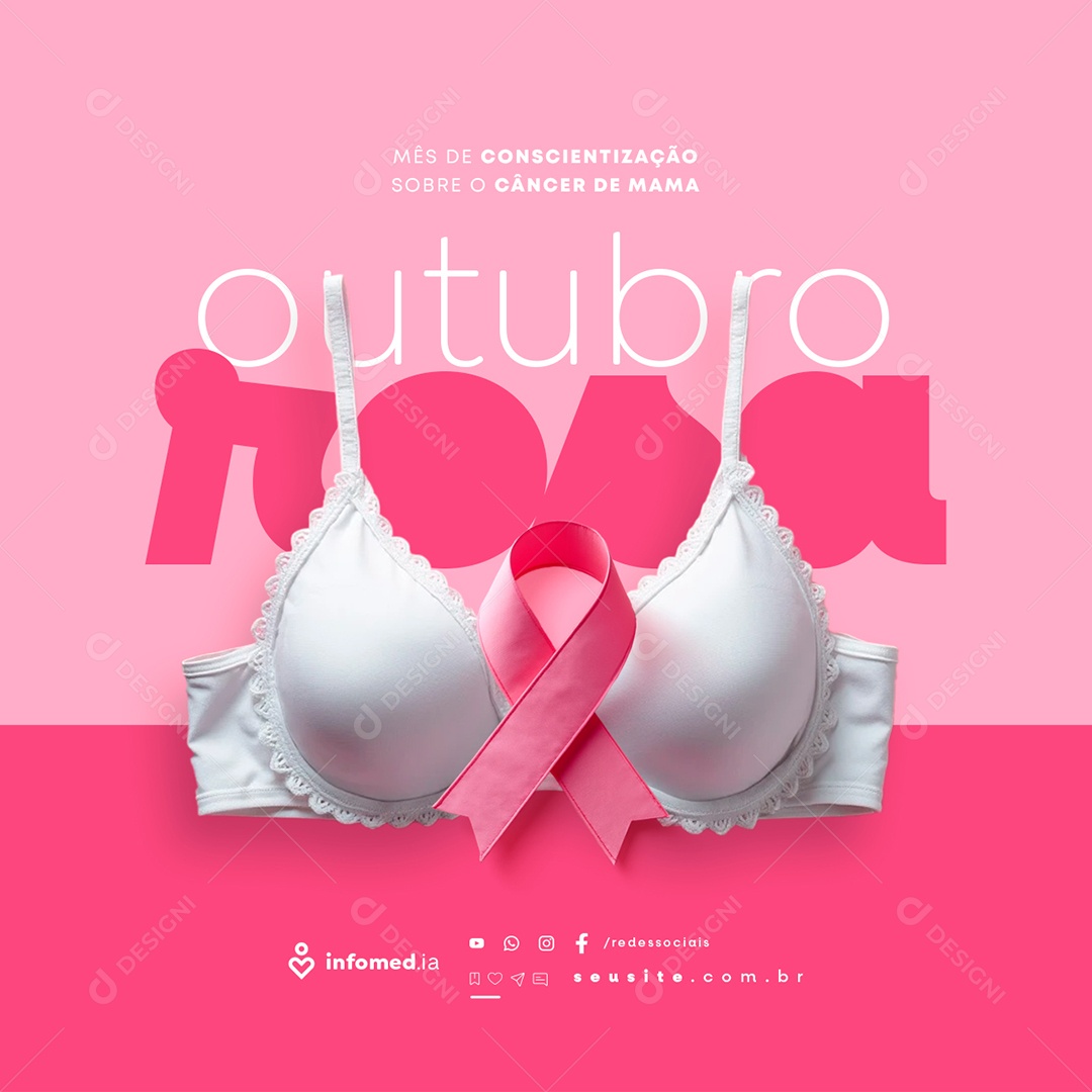 October Rosa Month of Awareness About Mama Social Media PSD Cancer Editable