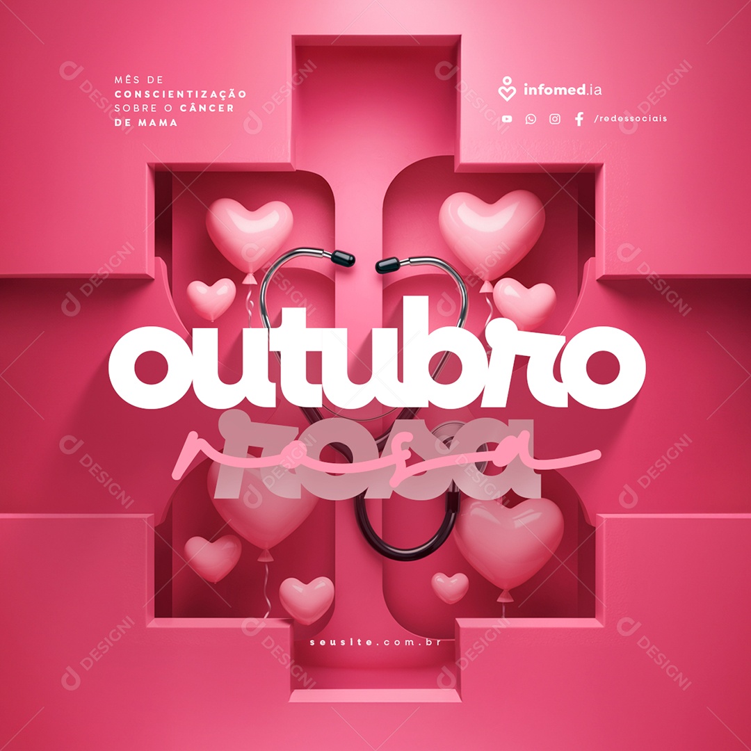 Social Media Outubro Rosa Mês de Conscientização Sobre o Câncer de Mama PSD Editável