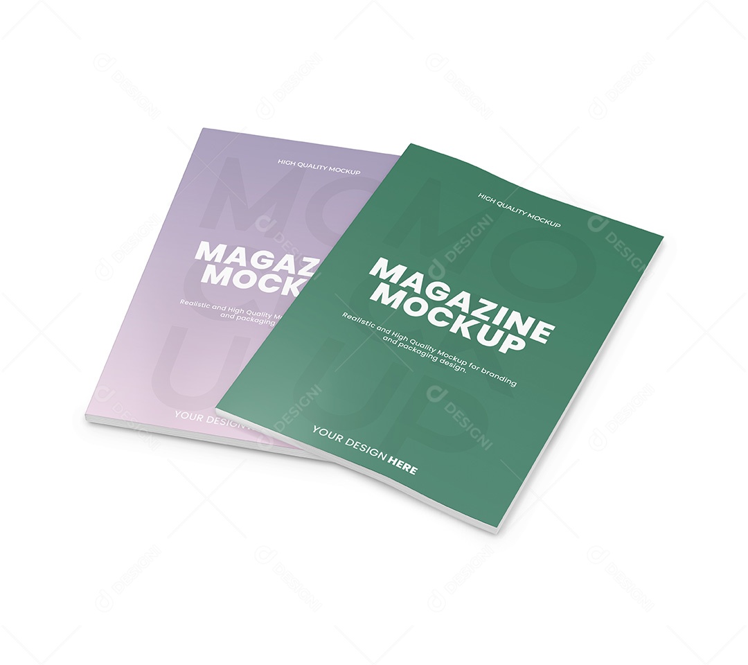 Duas Revistas Capa Mockup PSD Editável