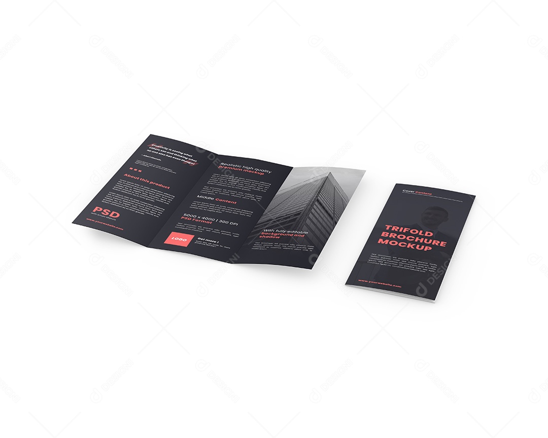 Panfleto Aberto e com Capa Mockup PSD Editável