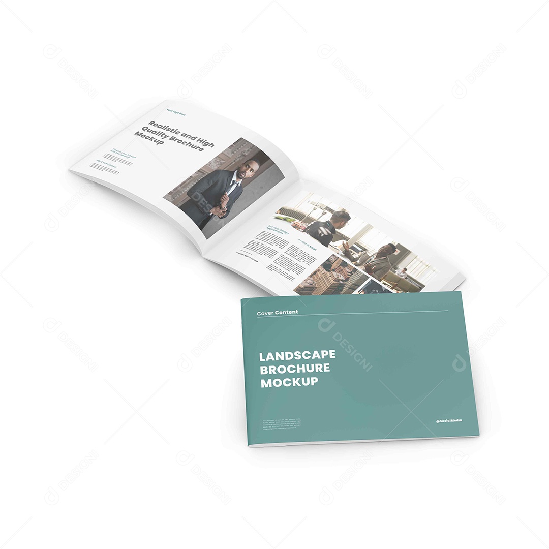 Revista Horizontal Aberta Mockup PSD Editável