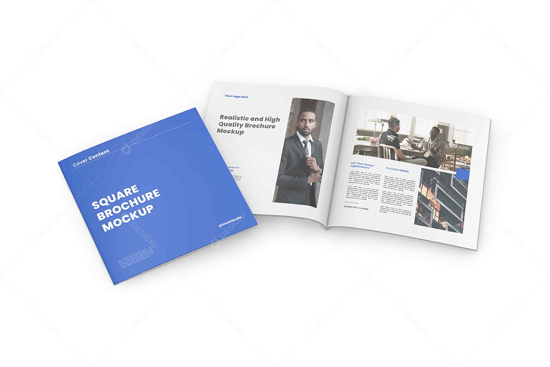 Revista Quadrada Visão da Capa e Interior Mockup PSD Editável