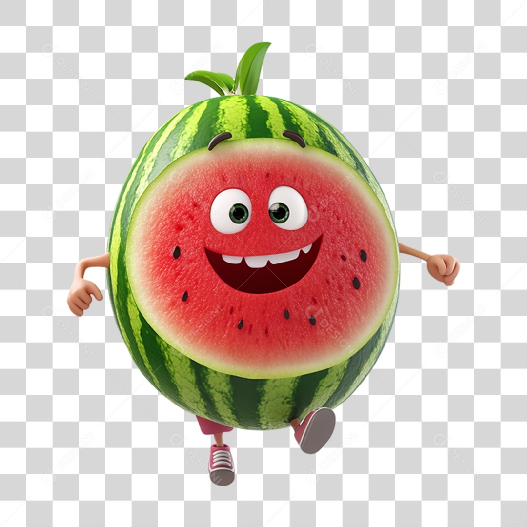 Personagem Alimento Melancia com Carinha PNG Transparente