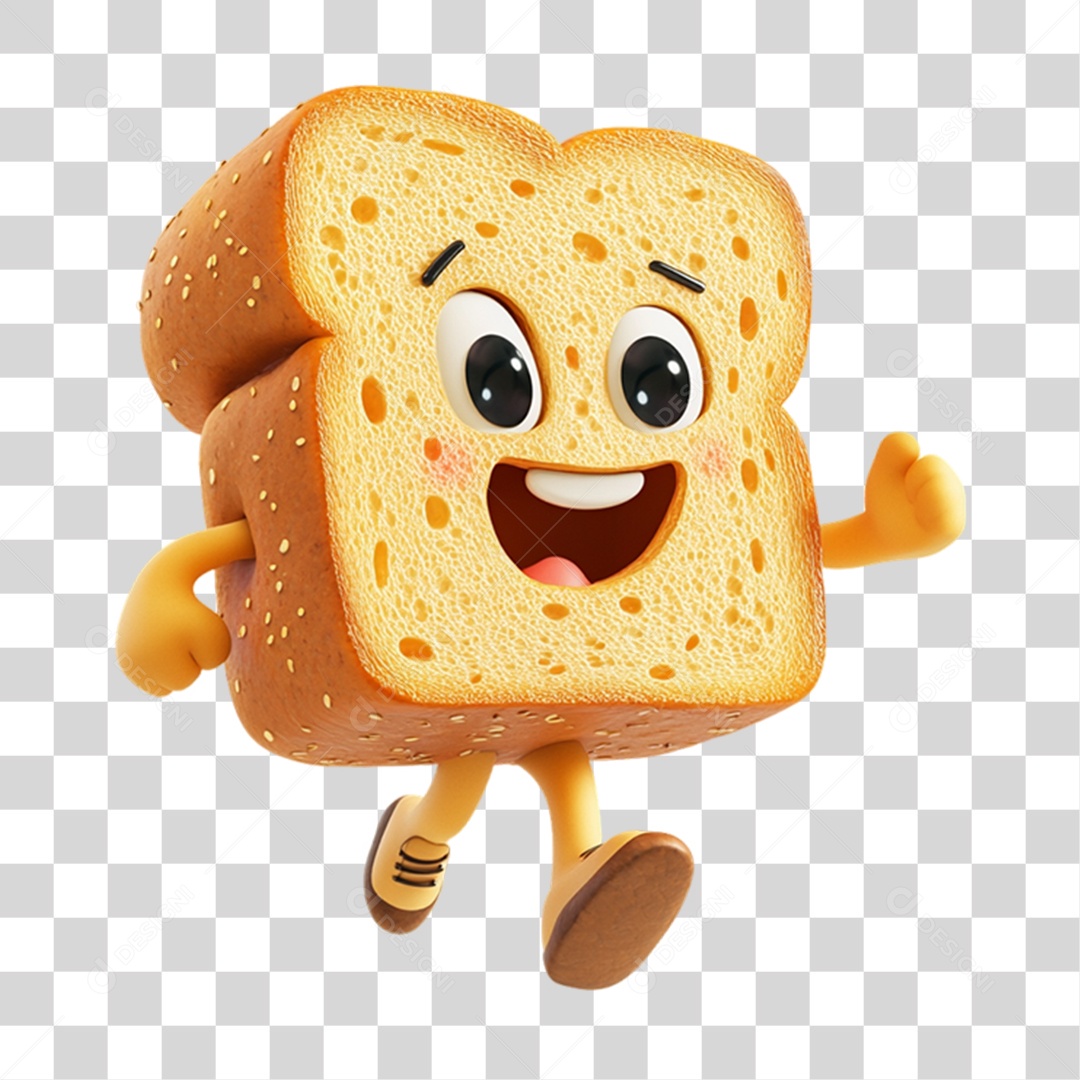 Personagem Alimento Pão com Carinha PNG Transparente