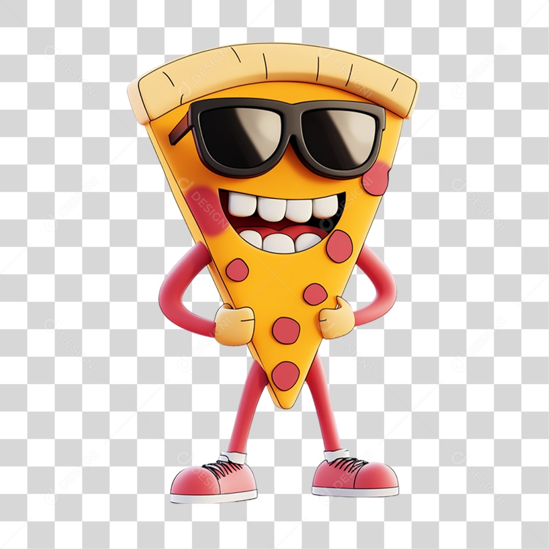 Personagem Alimento Pizza com Carinha PNG Transparente