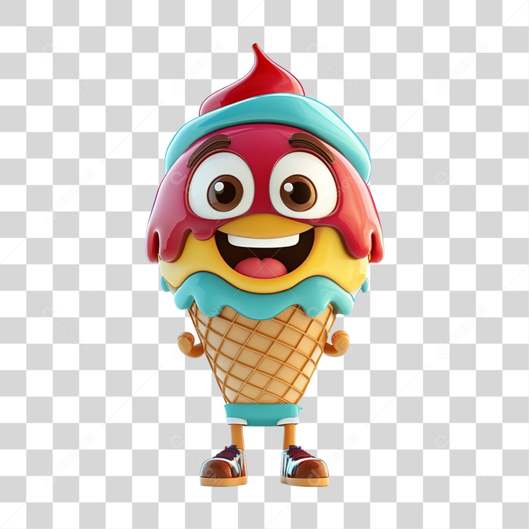 Personagem Alimento Sorvetes com Carinha PNG Transparente