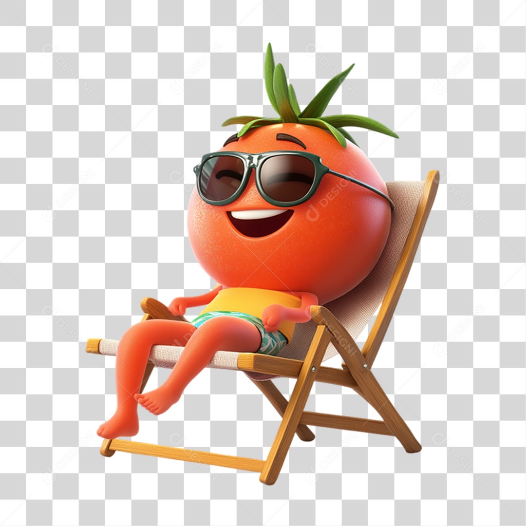 Personagem Alimento Tomate com Carinha PNG Transparente