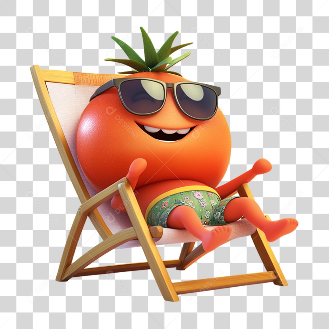 Personagem Alimento Tomate com Carinha PNG Transparente