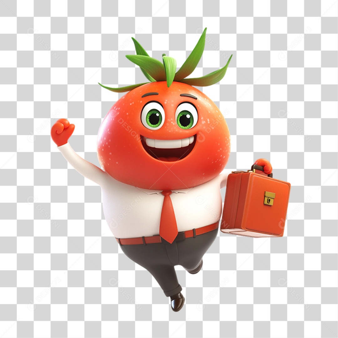 Personagem Alimento Tomate com Carinha PNG Transparente
