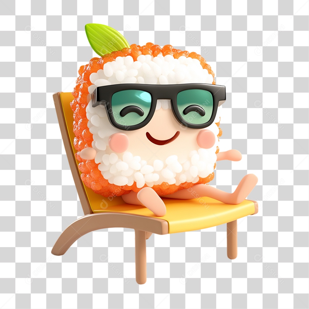 Personagem Alimento Sushi com Carinha PNG Transparente