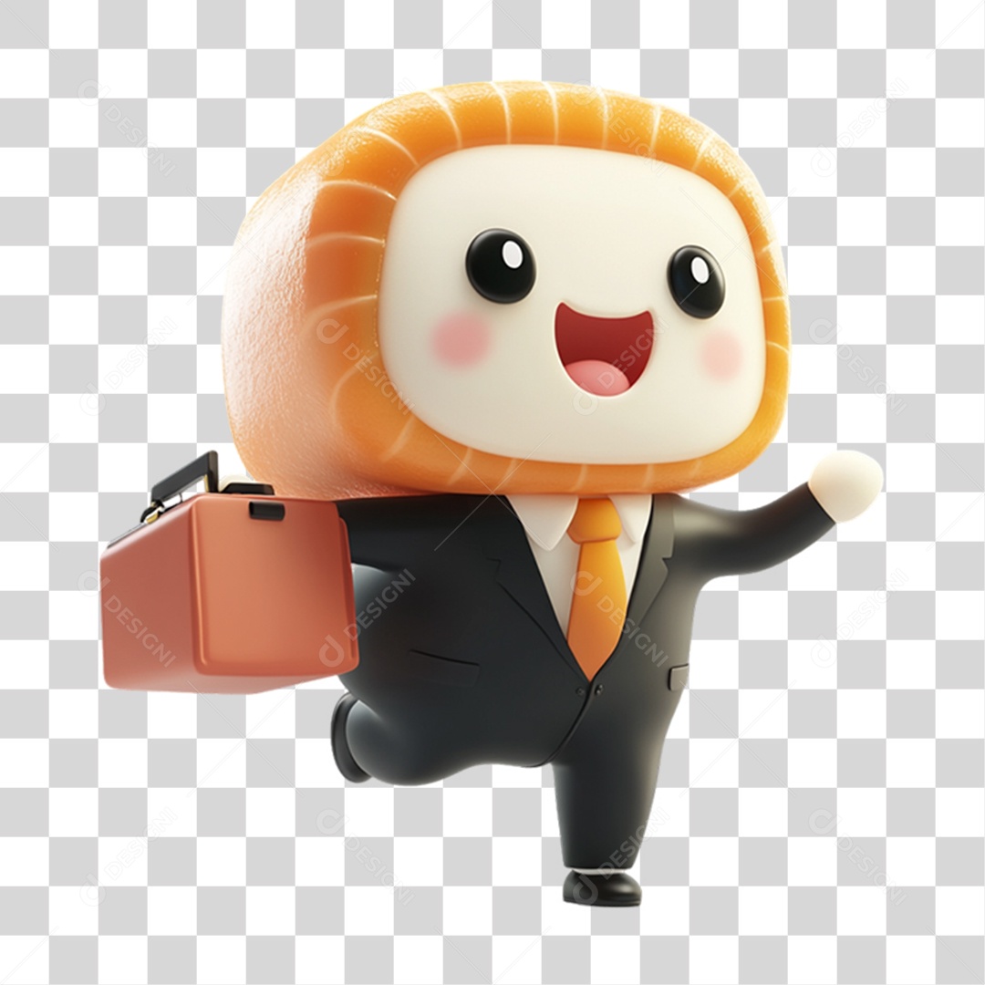 Personagem Alimento Sushi com Carinha PNG Transparente