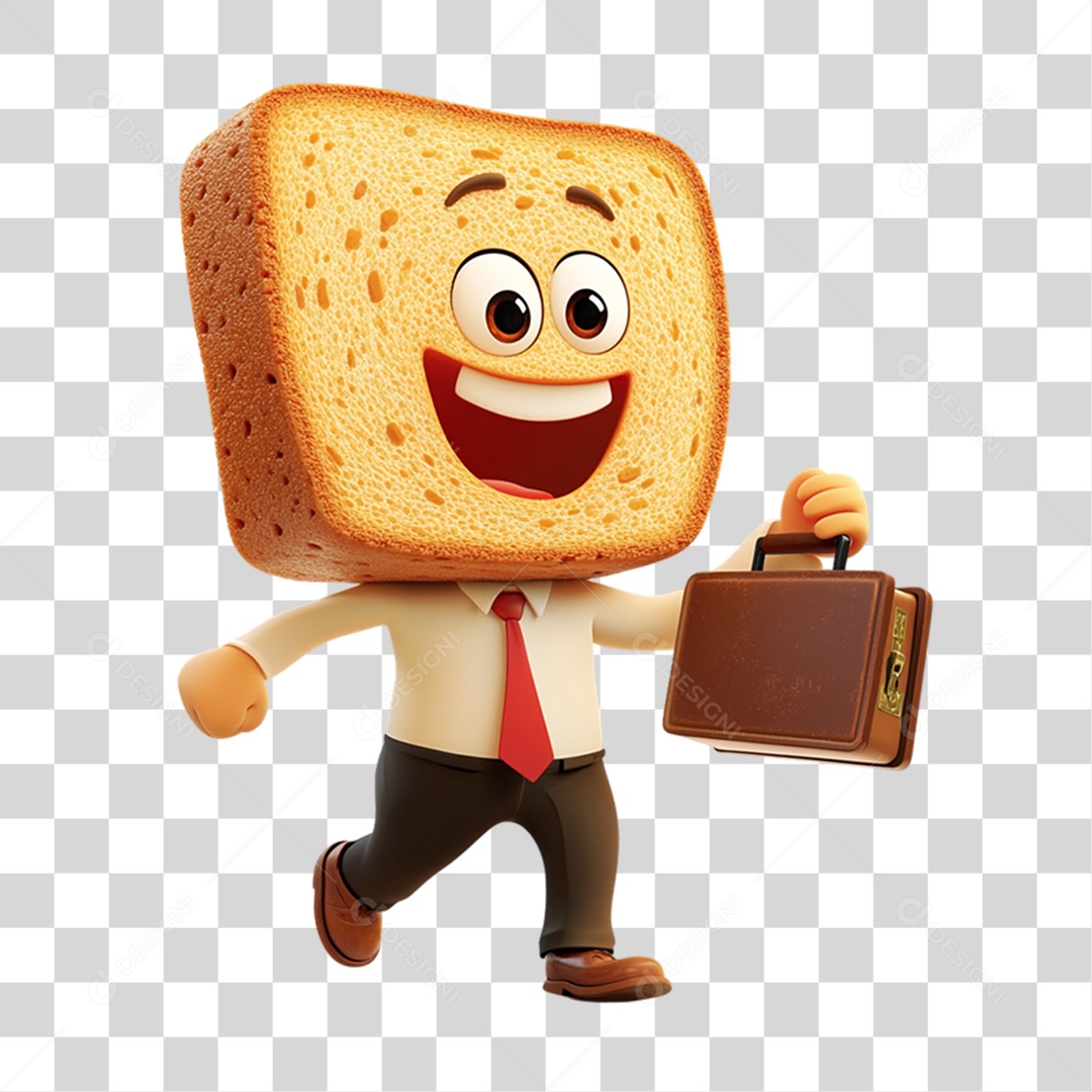 Personagem Alimento Pão com Carinha PNG Transparente