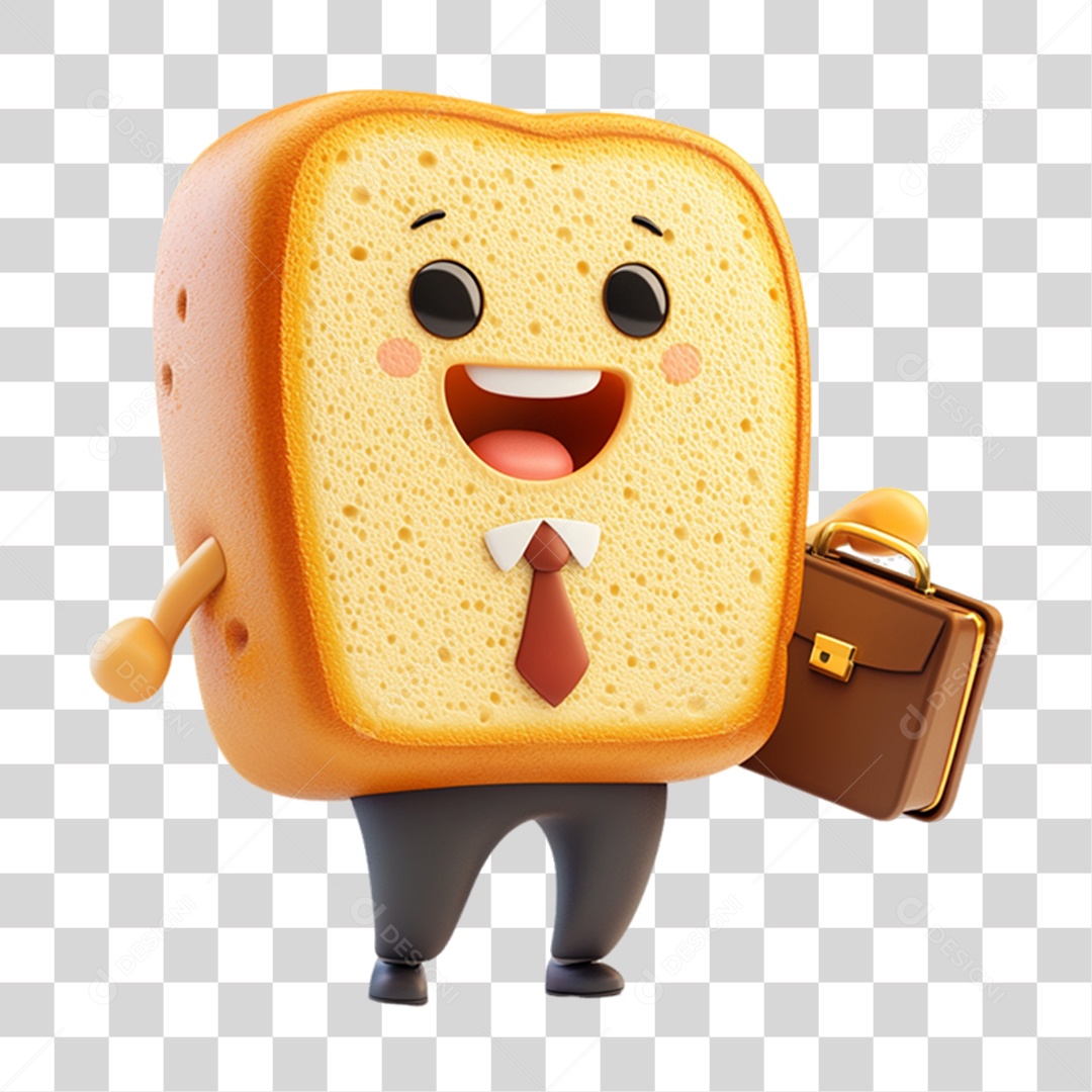 Personagem Alimento Pão com Carinha PNG Transparente