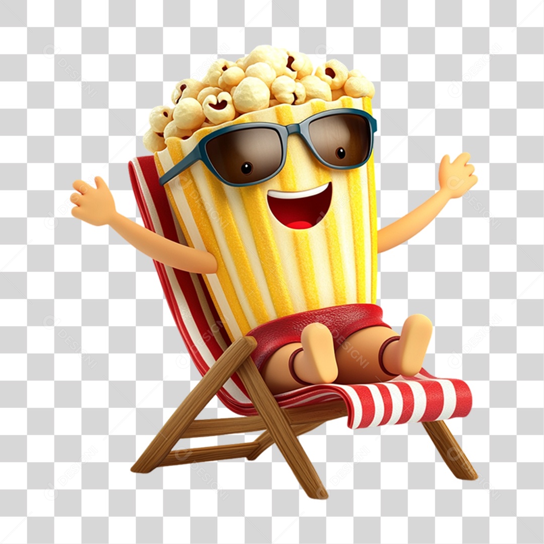 Personagem Alimento Pipoca com Carinha PNG Transparente