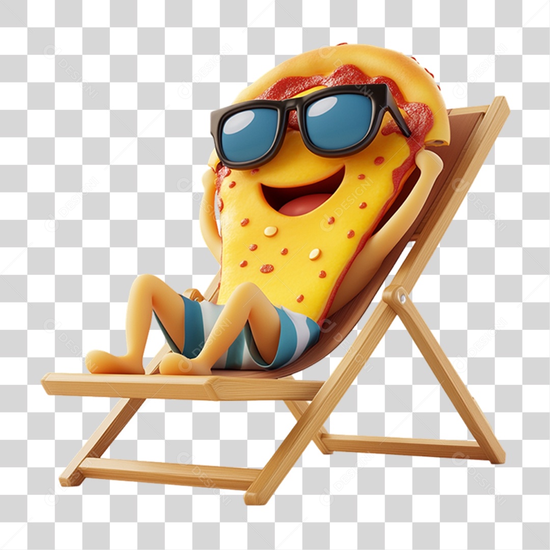 Personagem Alimento Pizza com Carinha PNG Transparente