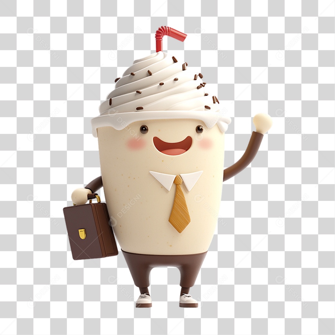 Personagem Alimento Sorvete com Carinha PNG Transparente