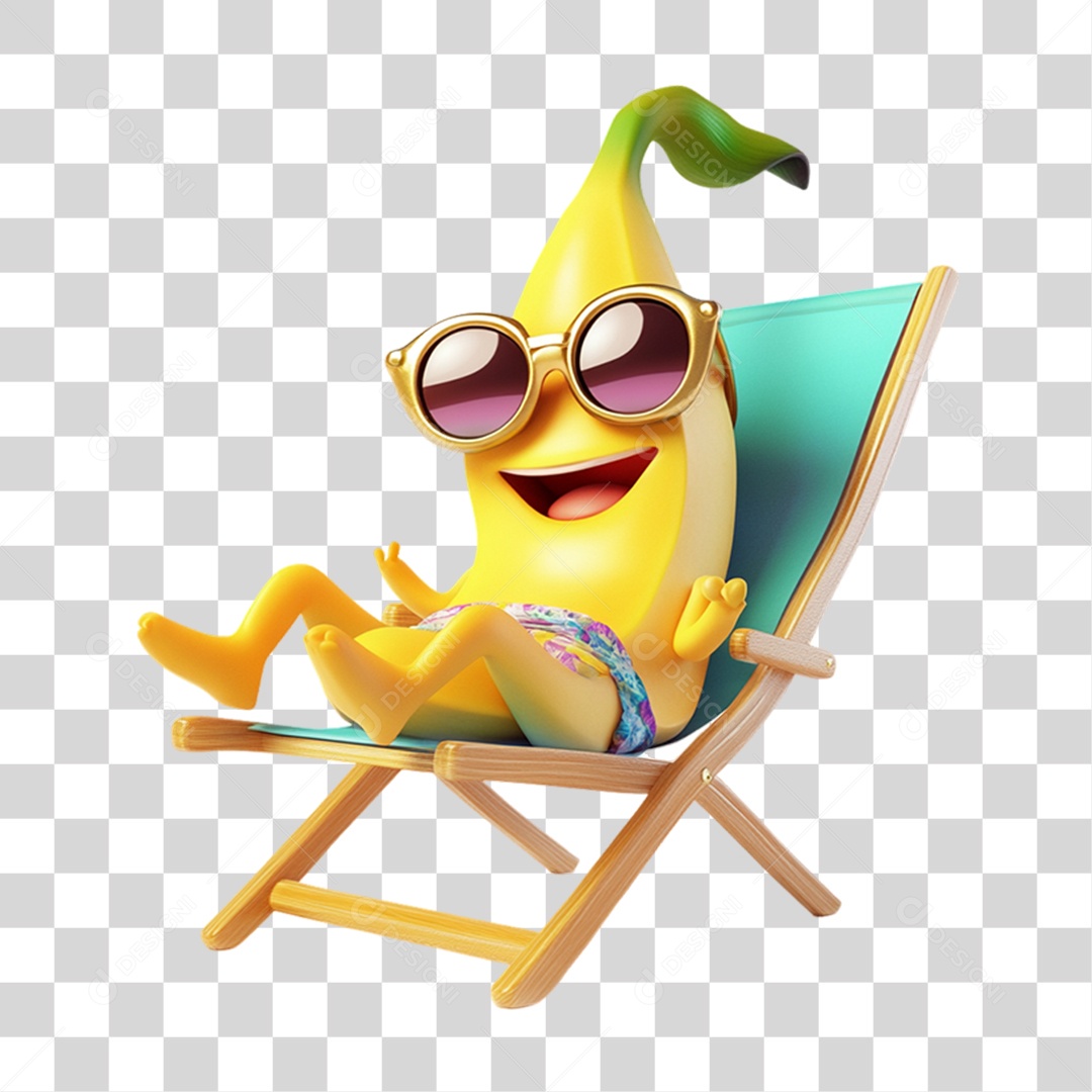 Personagem Alimento Banana com Carinha PNG Transparente