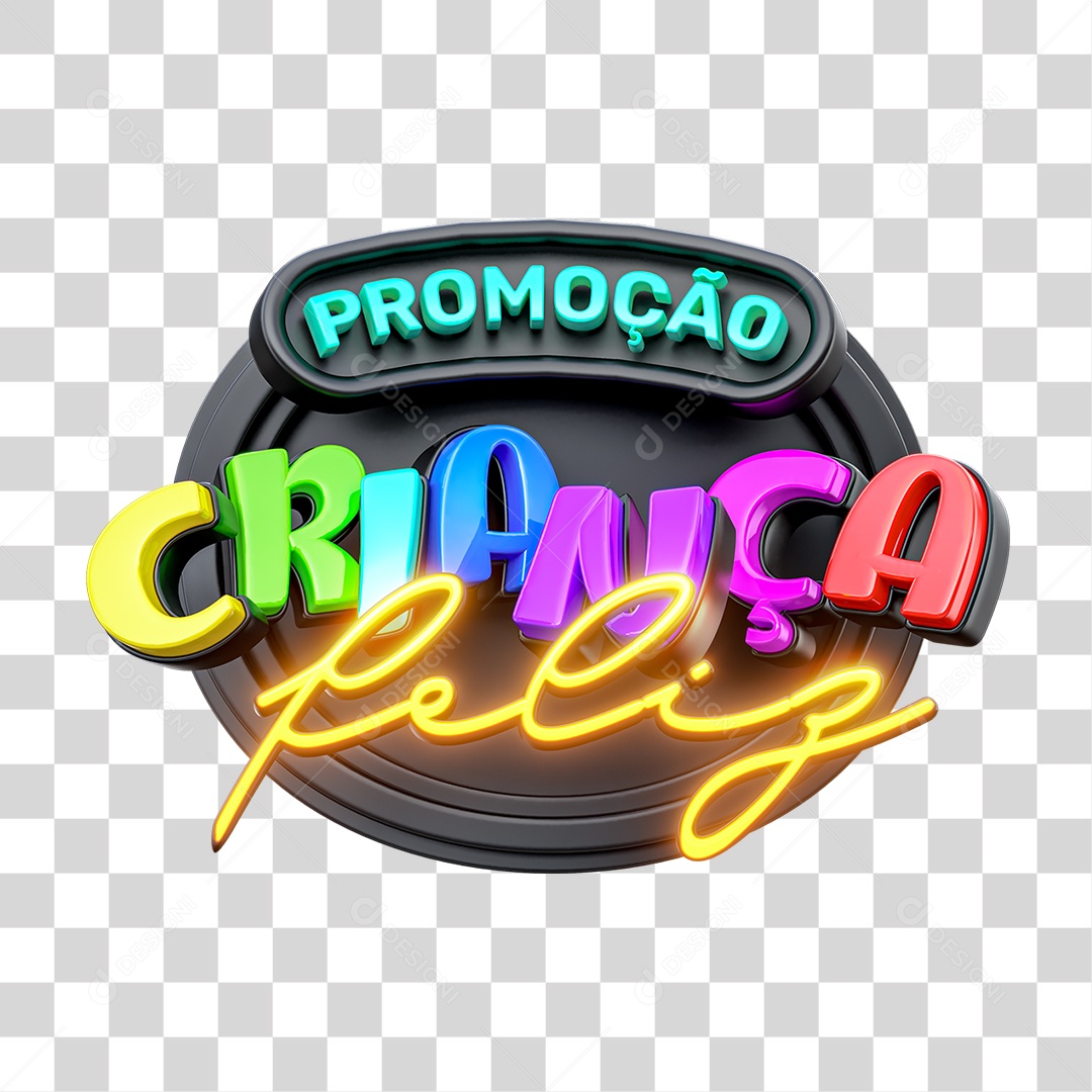 Selo 3D Promoção Criança Feliz PNG Transparente