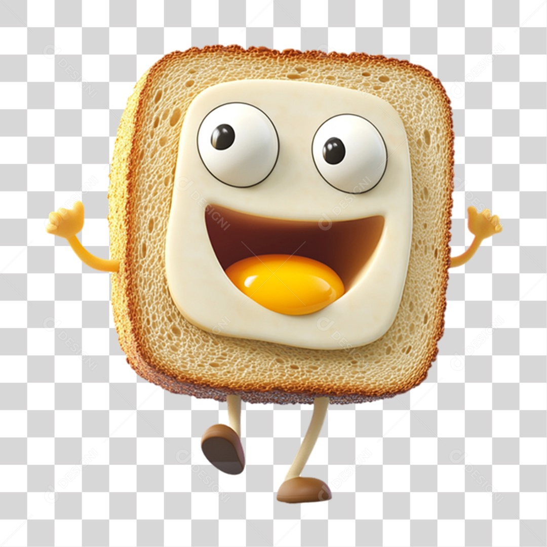 Personagem Alimento Pão com Carinha PNG Transparente
