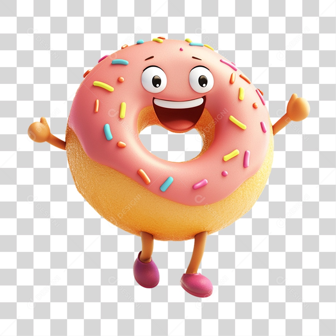 Personagem Alimento Rosca com Carinha PNG Transparente
