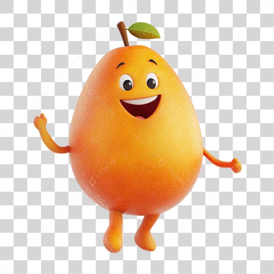 Personagem Alimento Pera com Carinha PNG Transparente