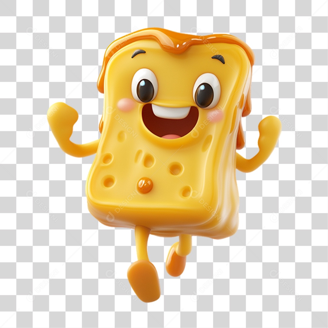 Personagem Alimento Queijo com Carinha PNG Transparente