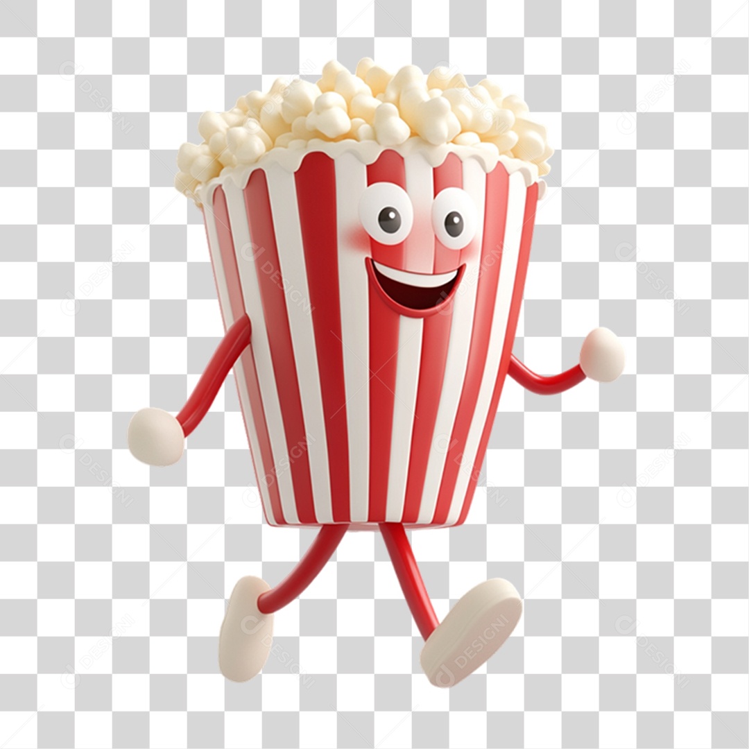 Personagem Alimento Pipoca com Carinha PNG Transparente