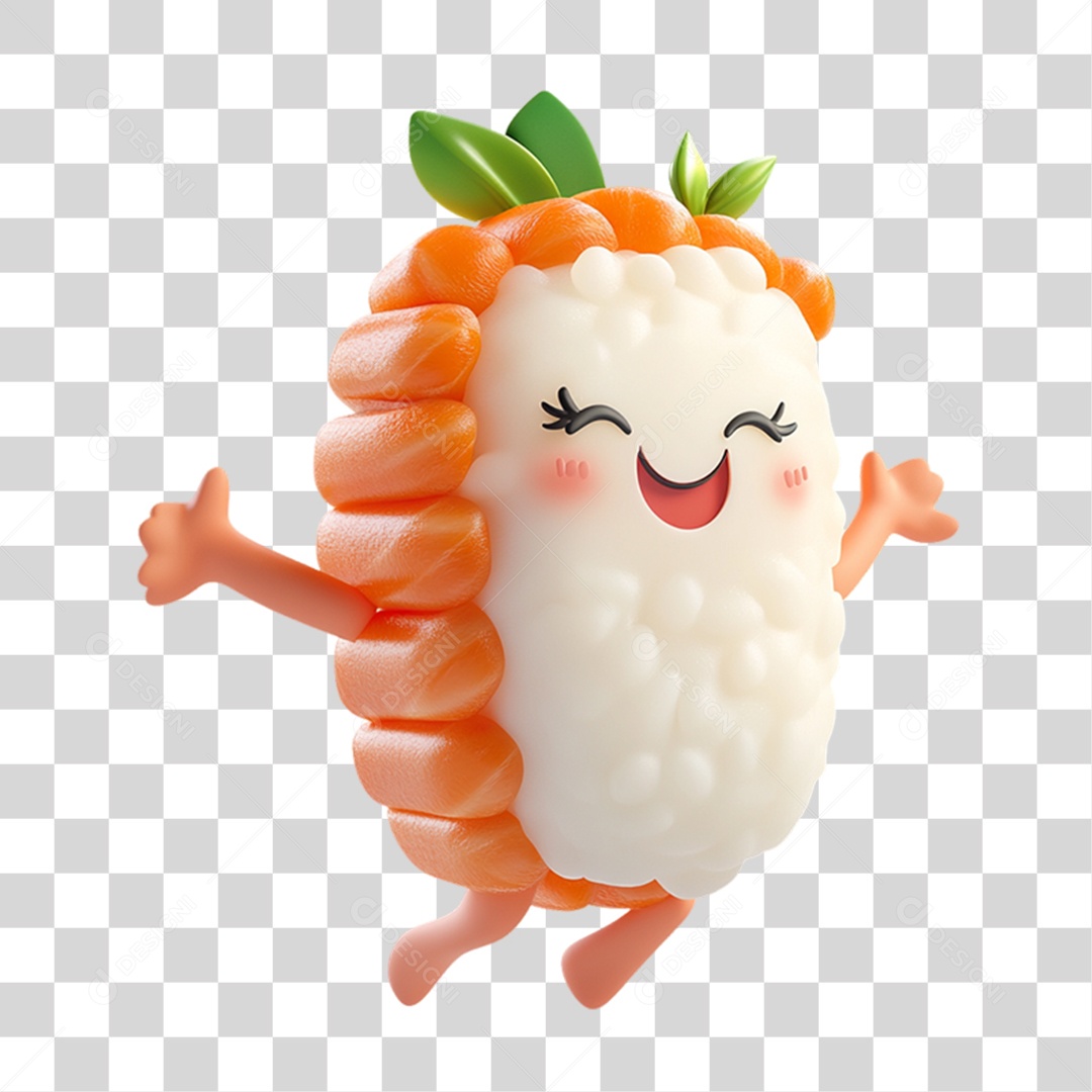 Personagem Alimento Sushi com Carinha PNG Transparente