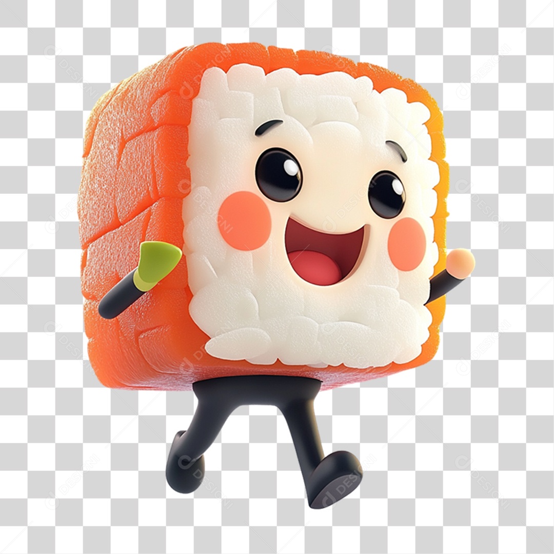 Personagem Alimento Sushi com Carinha PNG Transparente