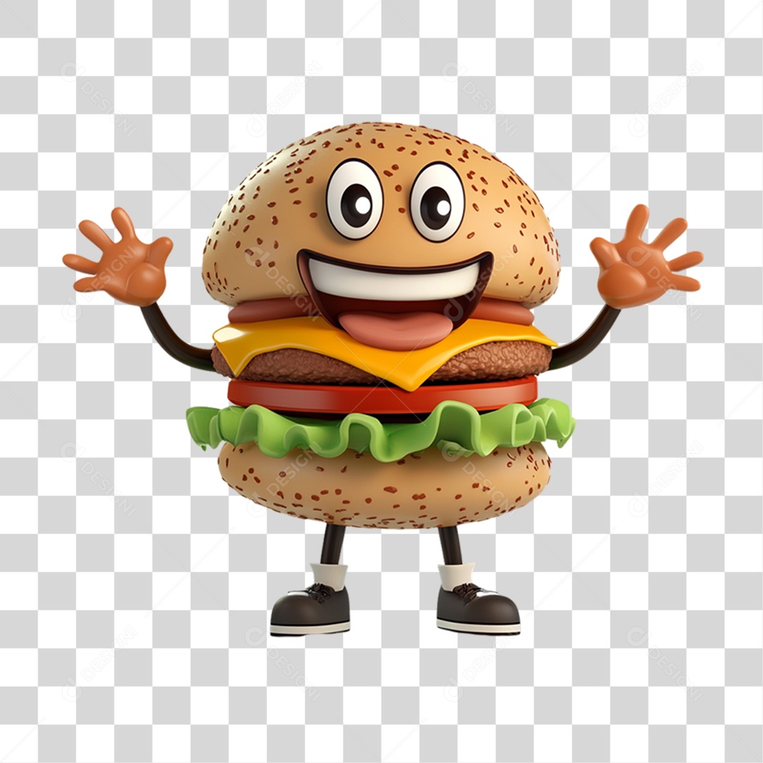 Character Action Burger with Carinha PNG Transparent