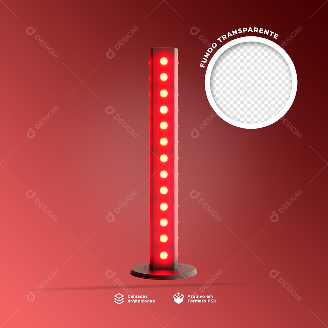 Colunas Com Lâmpada Elemendo 3D para Composição PSD