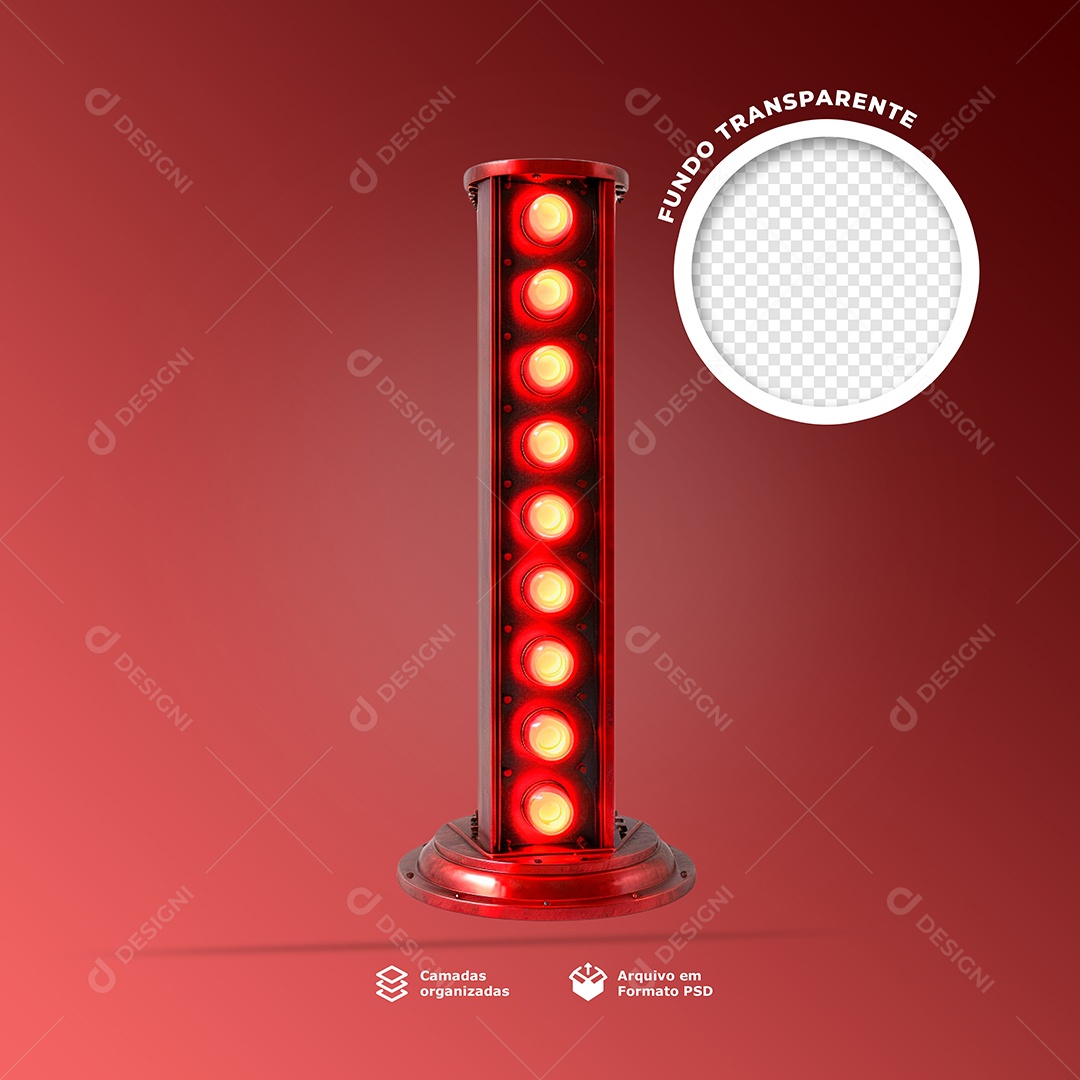 Colunas Com Lâmpada Elemendo 3D para Composição PSD