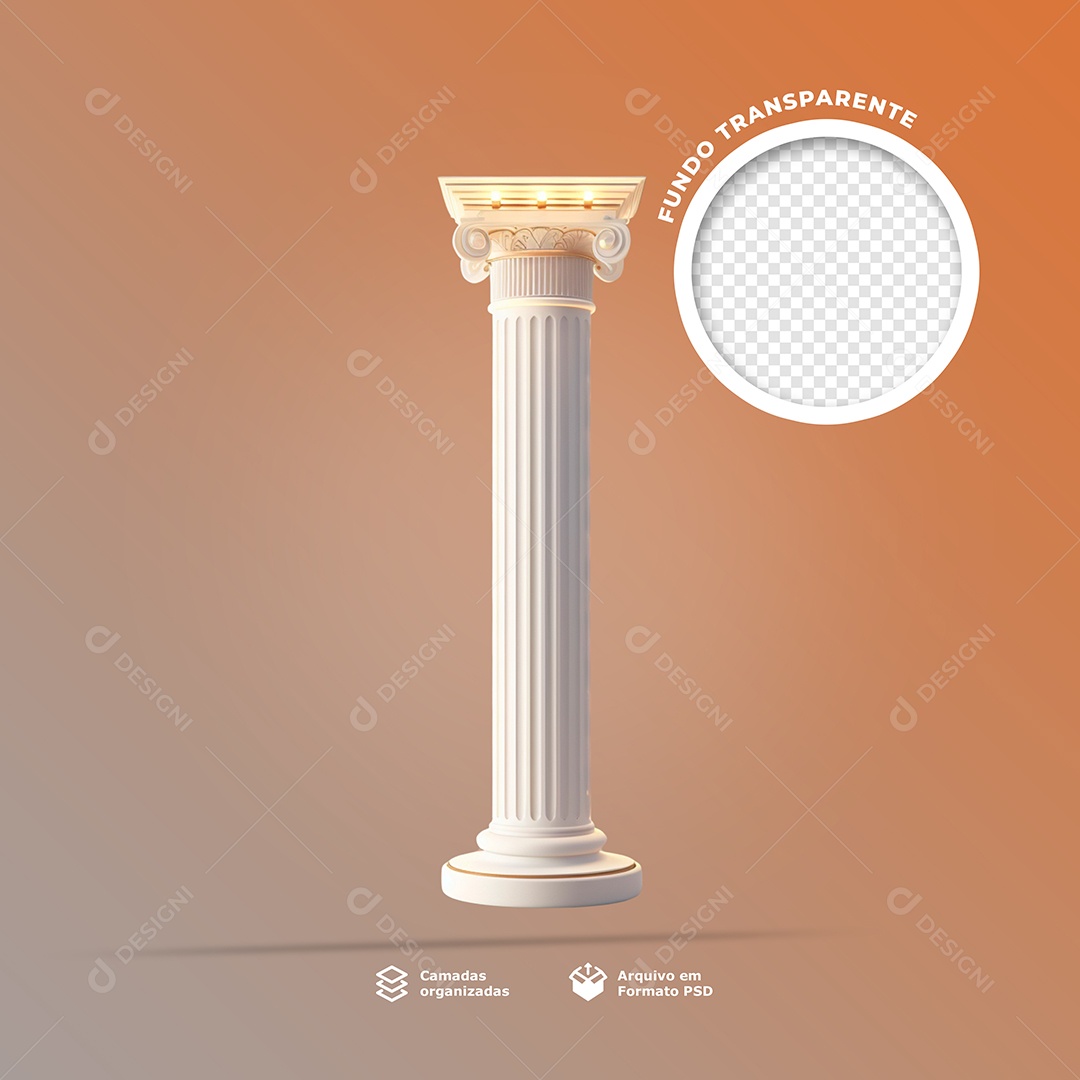 Colunas Com Luz Elemendo 3D para Composição PSD