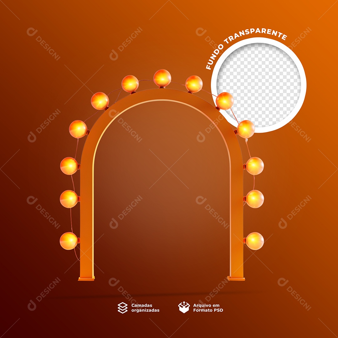 Colunas Com Lâmpada Elemendo 3D para Composição PSD