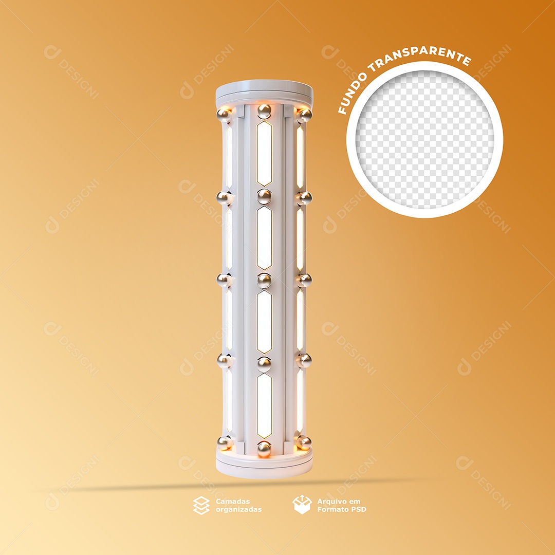 Colunas Com Luz Elemendo 3D para Composição PSD